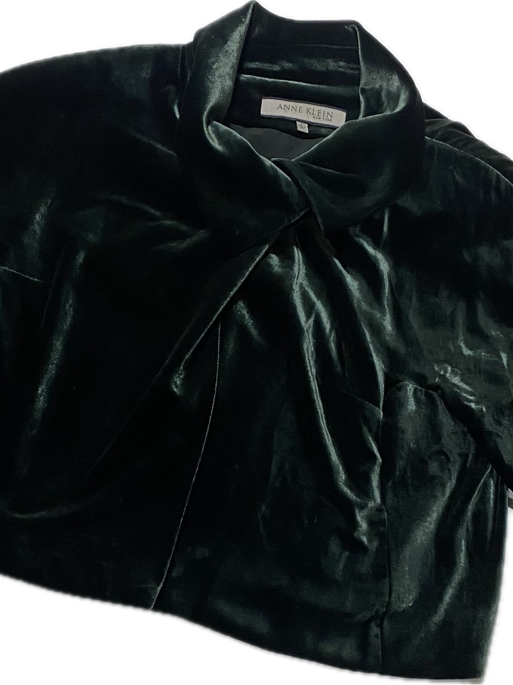 Anne Klein Emerald Green Velvet Boxy Blazer